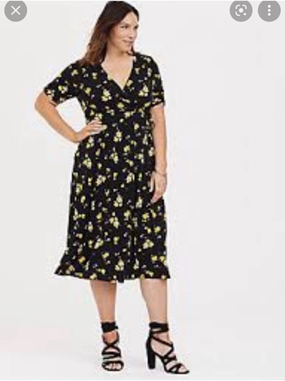 Torrid Dress Wrap Black Floral Midi Wrap Dress size 1X